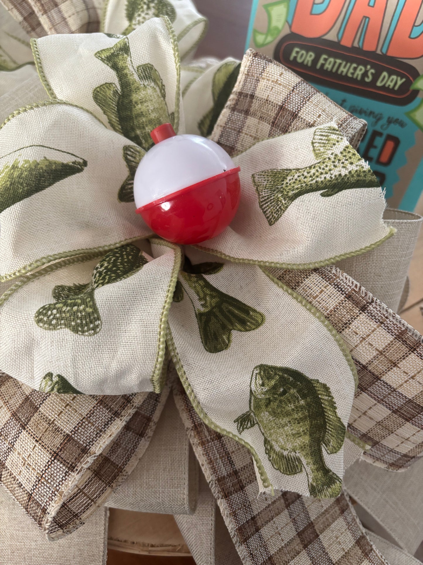 Fishing Bow Fathers Day Handmade DIY Fisherman Gift Or Wreath Bow no card included